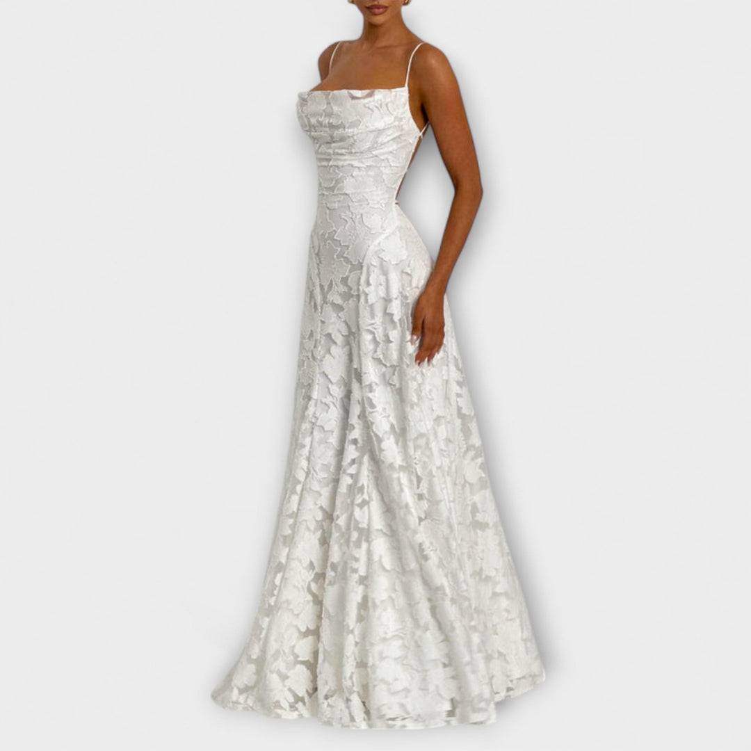 Emberly - Elegantes Jacquard Maxikleid