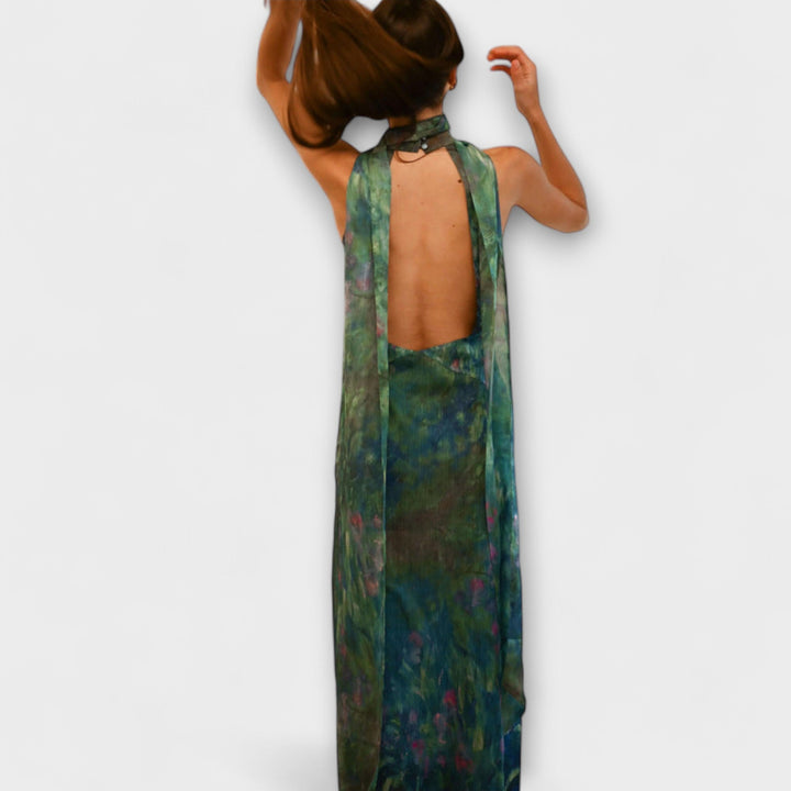 Maisie - Monet Iris Print Maxikleid