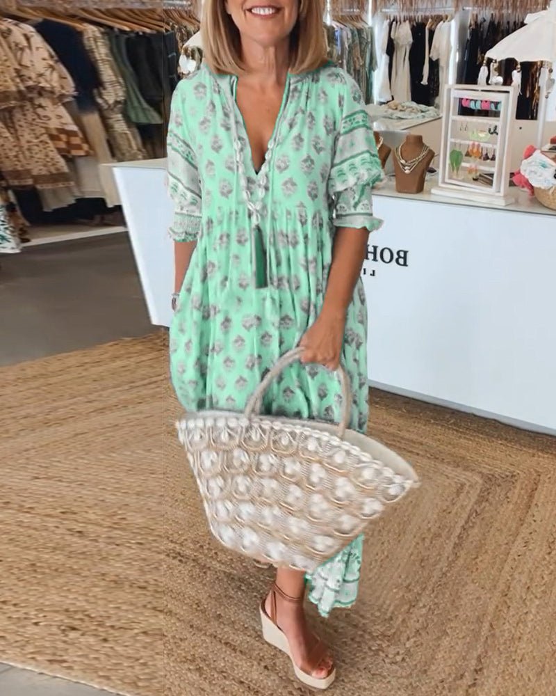 Mana| Vestido Chic Floral com Decote em V