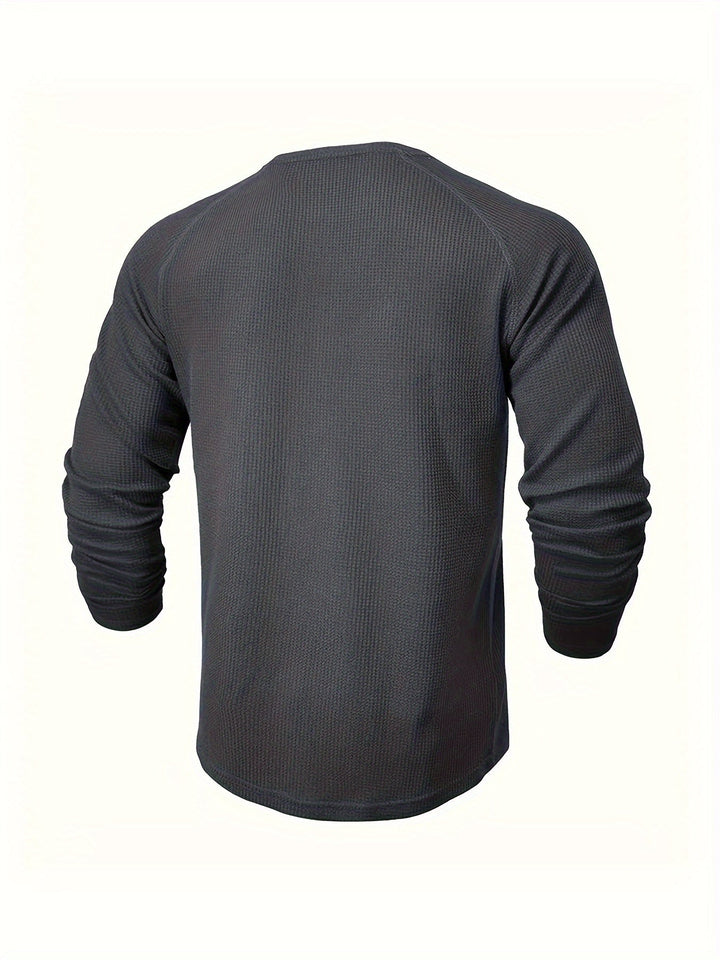 Callum | Polished Long Sleeve Henley Shirt with Button Placket and Tailored Fit
