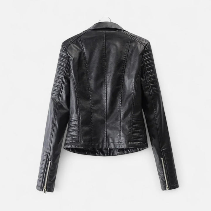 Océane | Giacca biker senza tempo in pelle con taglio strutturato e texture morbida