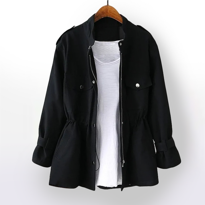 Women's Trenchcoat Belted Notch Collar Classic Structured Workwear