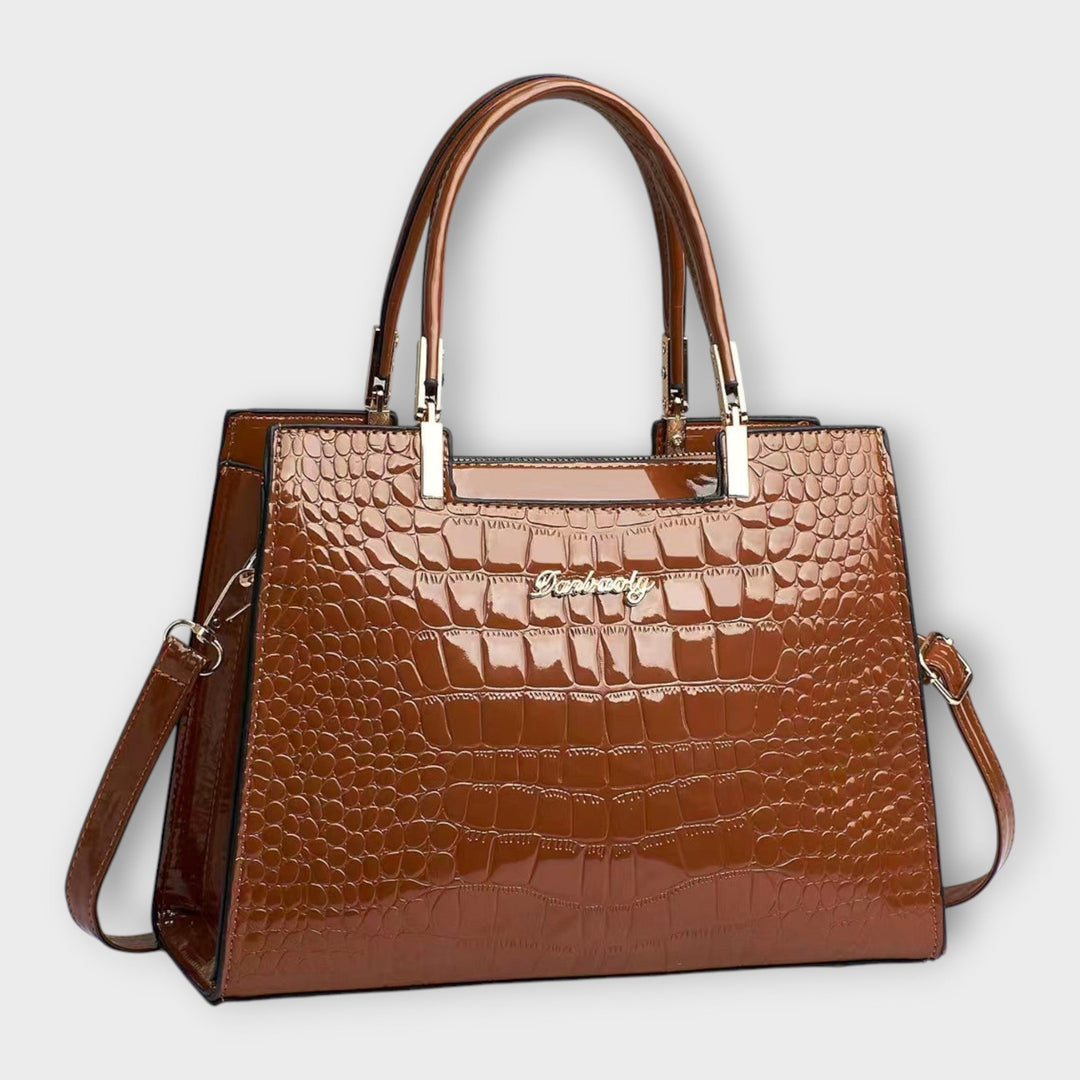 Olivia | Bolsa de Mão com Estampa de Crocodilo Brilhante
