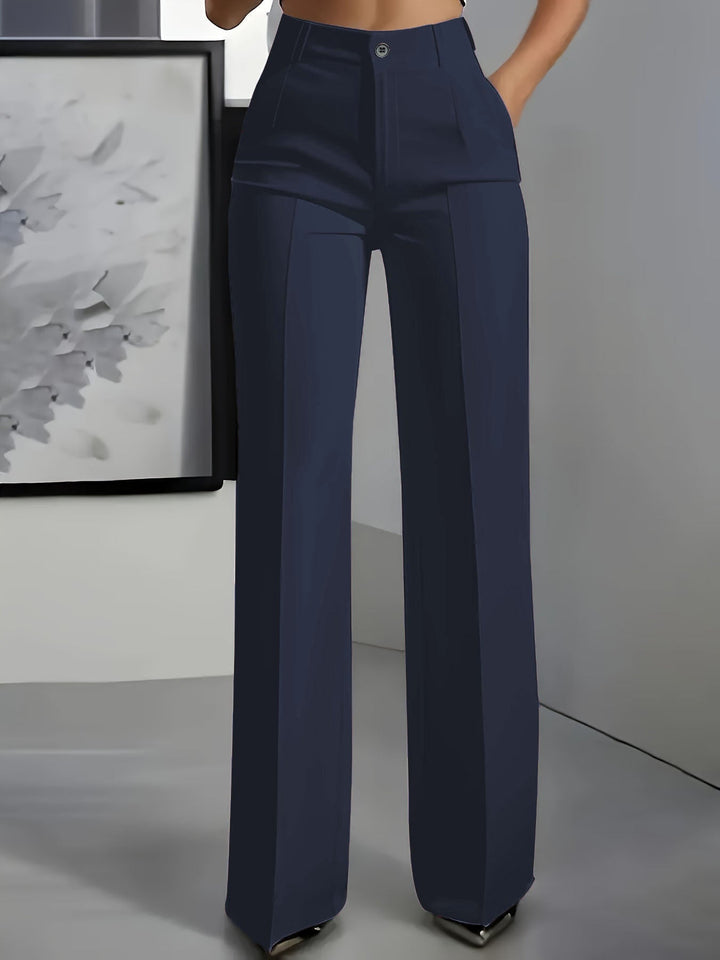 Pantalon large pour femmes, taille haute, coupe structurée, style bureau décontracté