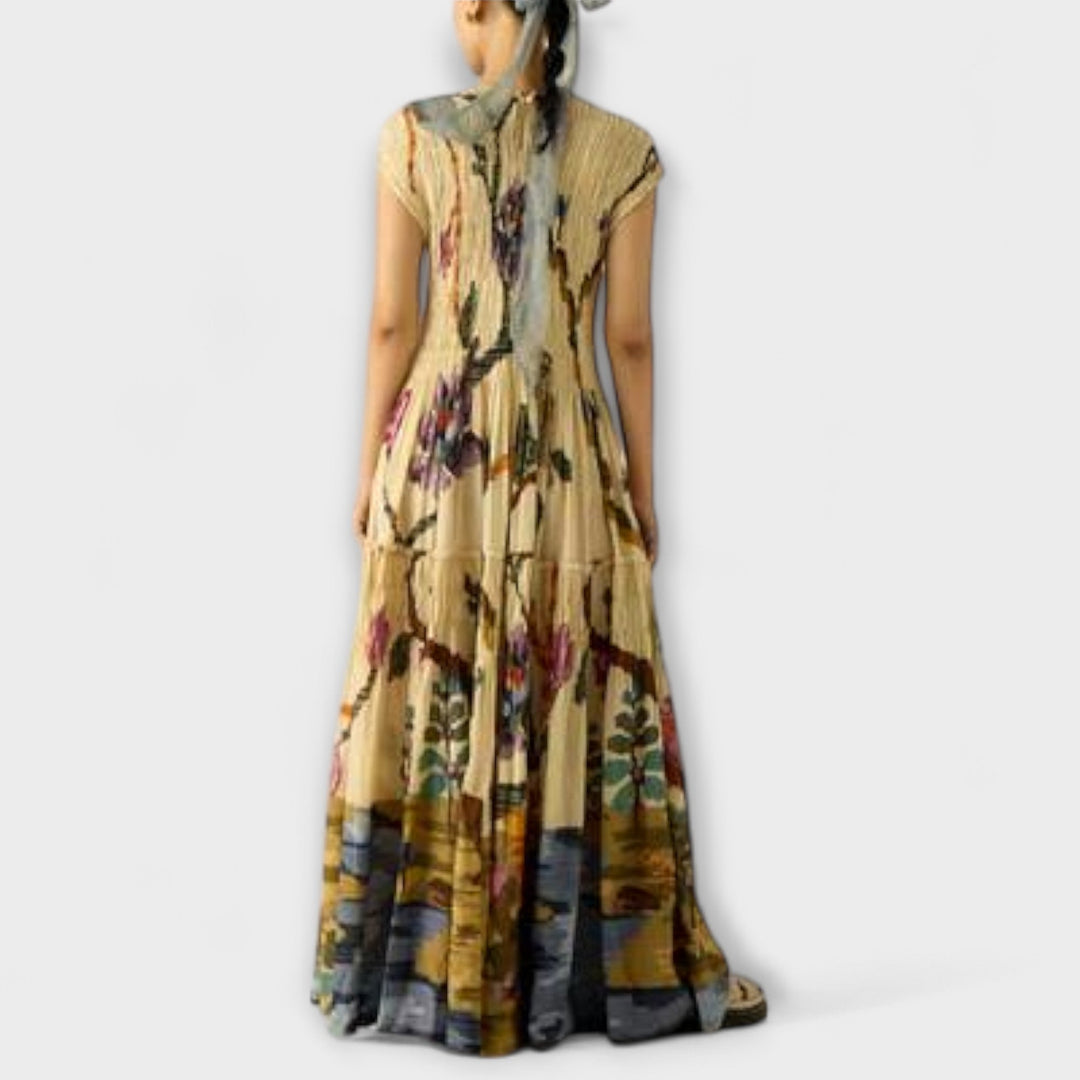 Amanda - Maxikleid mit plissiertem Druckmuster