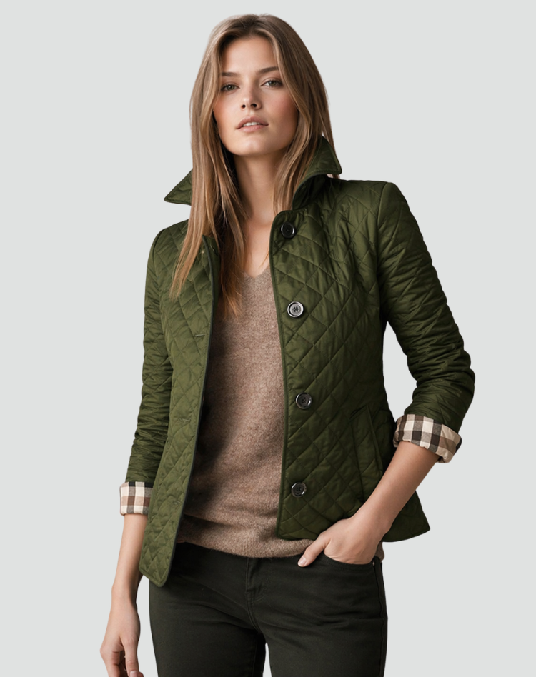 Imogen | Refined Women's Quilted Jacket with Button Front and Diamond Stitching