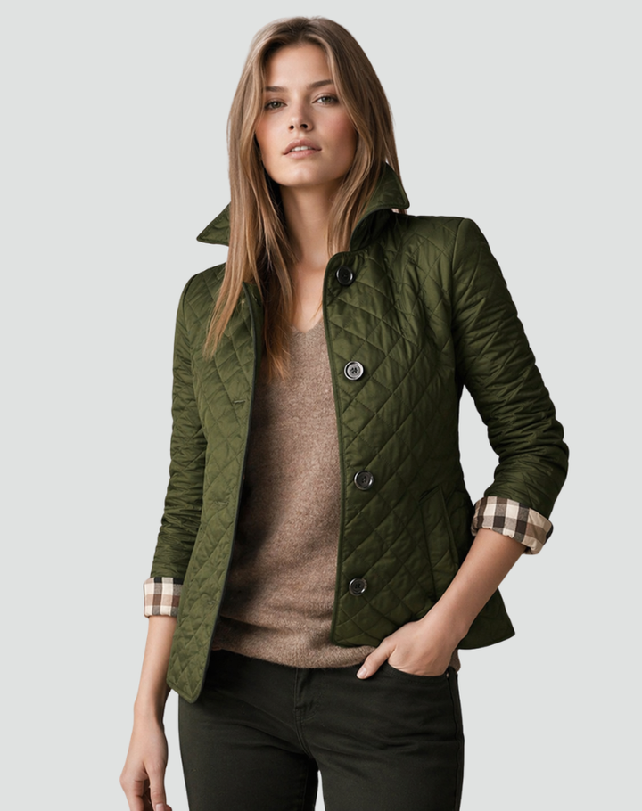 Imogen | Refined Women's Quilted Jacket with Button Front and Diamond Stitching