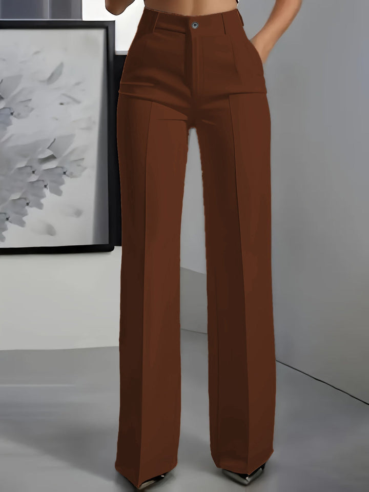 Pantalon large pour femmes, taille haute, coupe structurée, style bureau décontracté