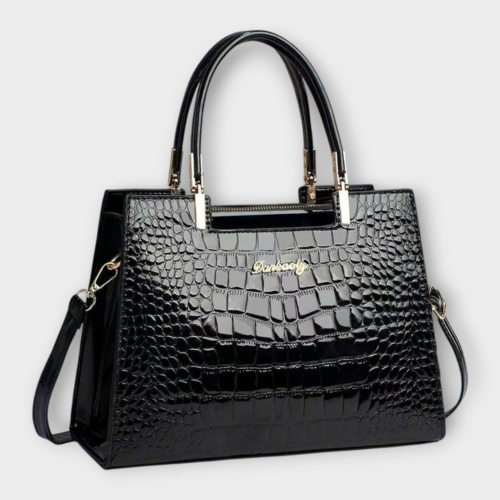 Olivia | Bolsa de Mão com Estampa de Crocodilo Brilhante