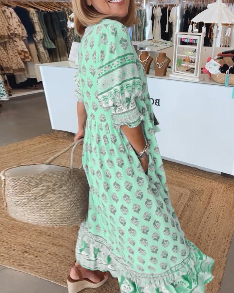 Mana| Vestido Chic Floral com Decote em V