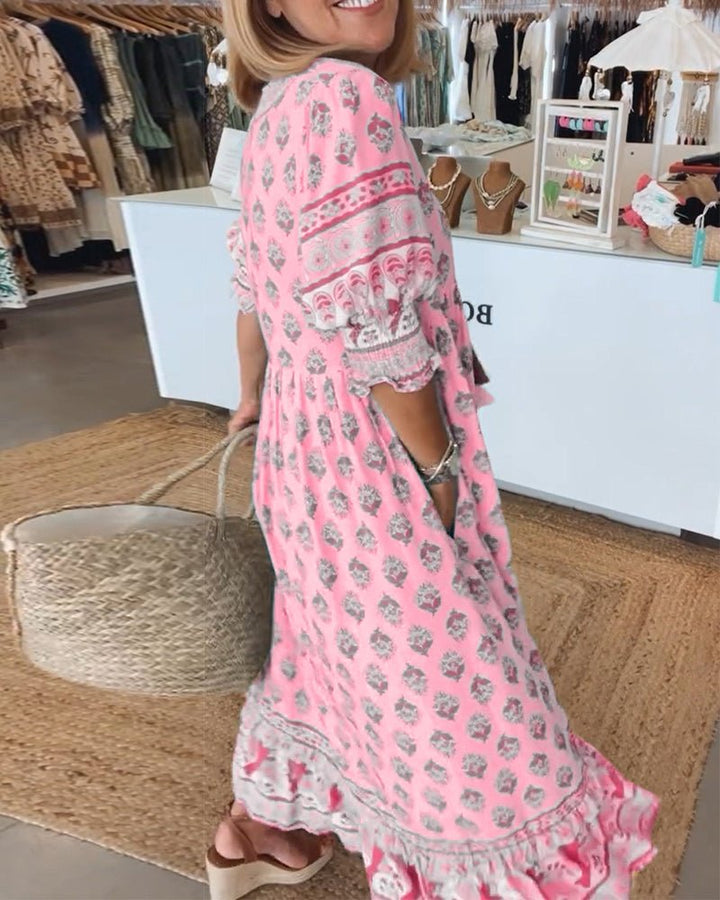 Mana| Vestido Chic Floral com Decote em V