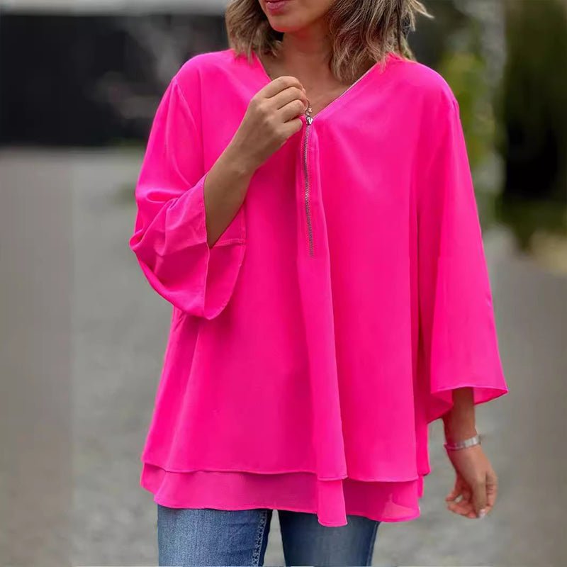 Lorelai | Chiffonbluse med Lynlås