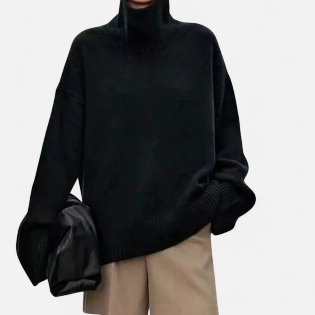 Lorelei | Women's Pure Wool Turtleneck Sweater with Ribbed Trim
