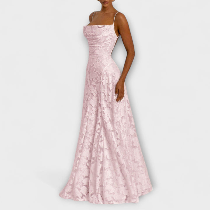Emberly - Elegantes Jacquard Maxikleid