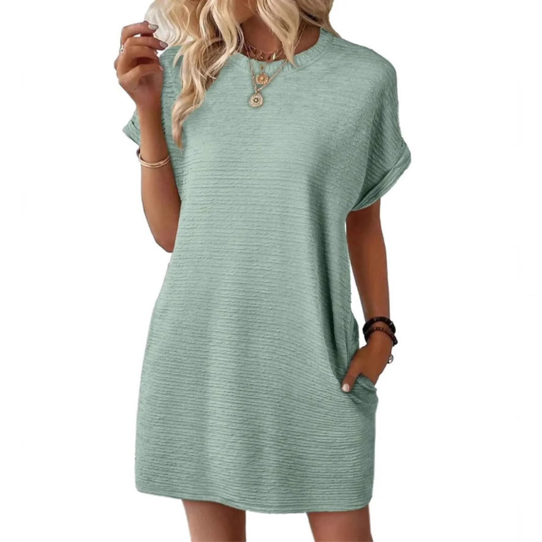 EVASHA™ – Casual Minimalistisk Rund Hals Sommerkjole