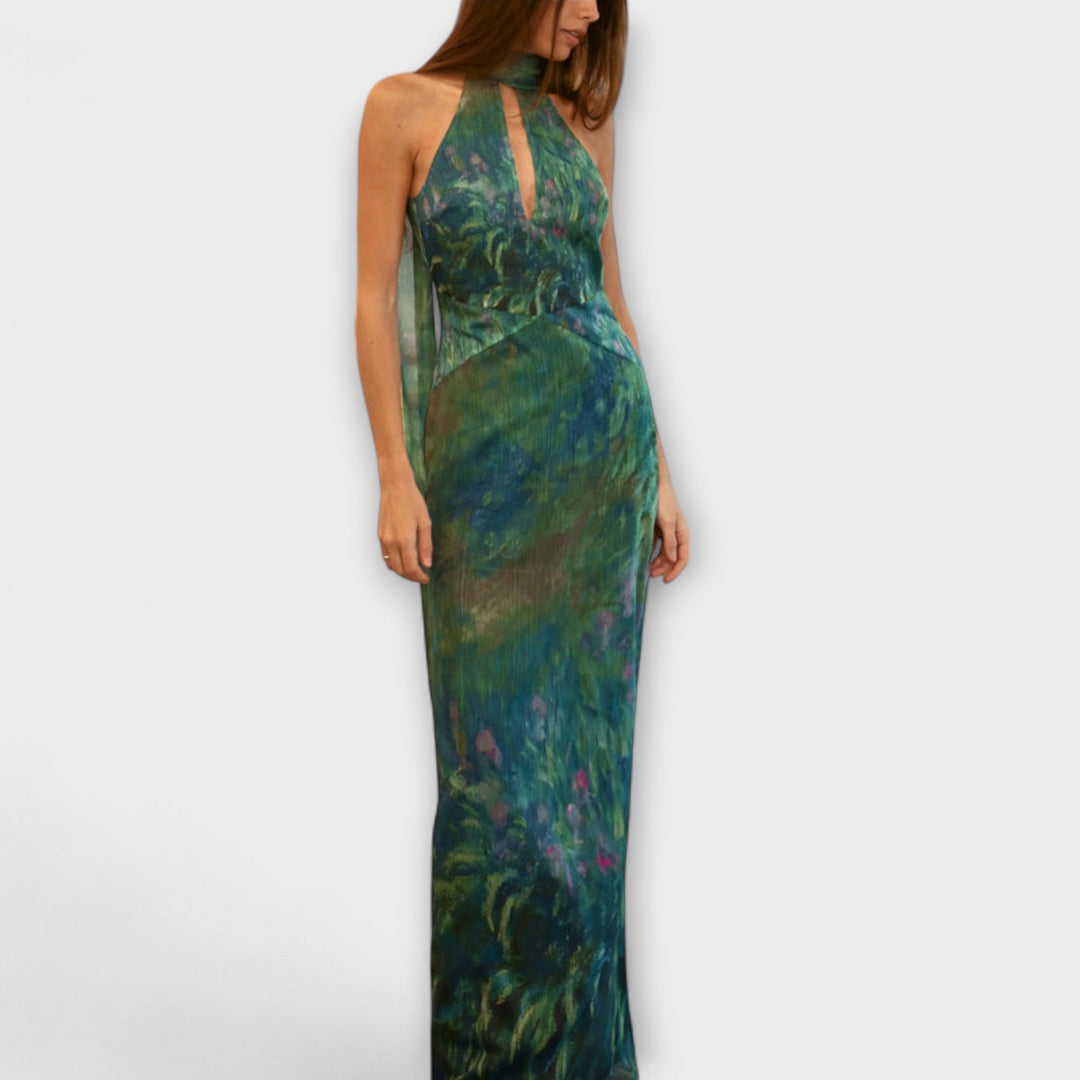 Maisie - Monet Iris Print Maxikleid