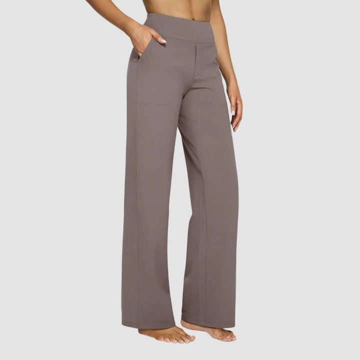 Women's Sweatpants Soft Stretch Fabric High Waist Wide Leg Pockets Casual
