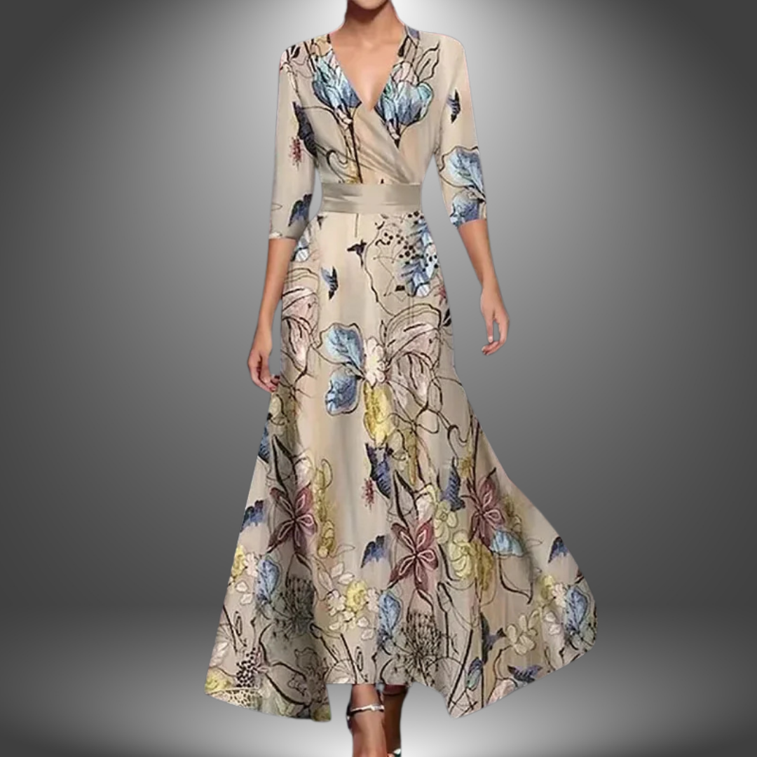 Zora - Lichotivé maxi šaty s výstřihem do V a polorukávy v boho stylu