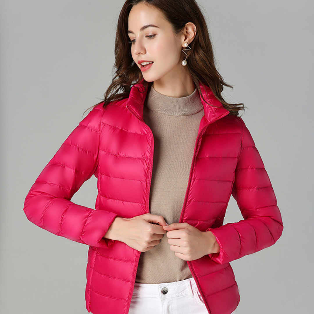 Women's Jacket Cotton Down Waterproof Lightweight Packable Pockets Office Travel