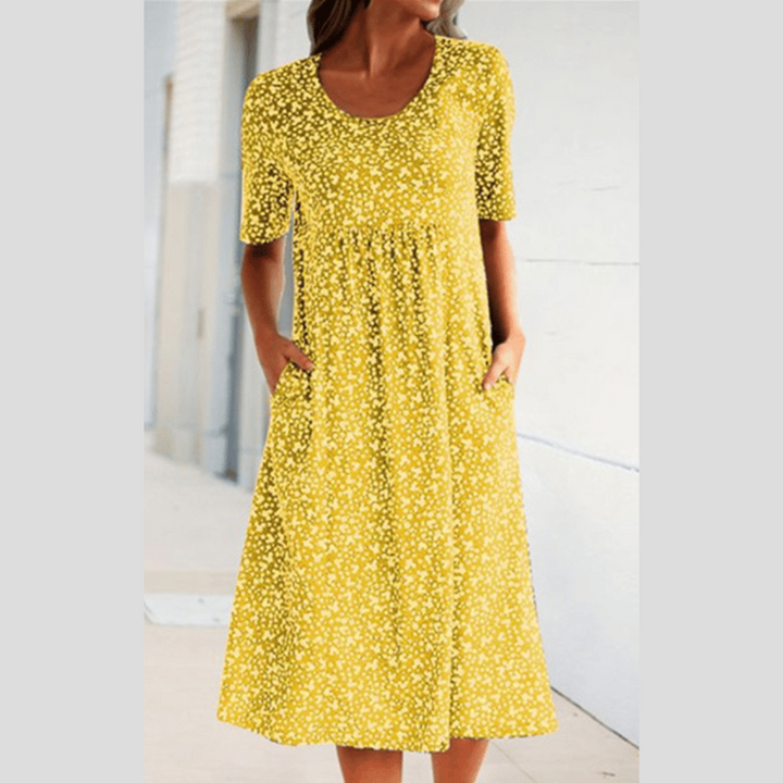Amara | Elegante Abito Midi con Stampa Floreale