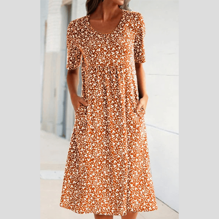 Amara | Elegante Abito Midi con Stampa Floreale