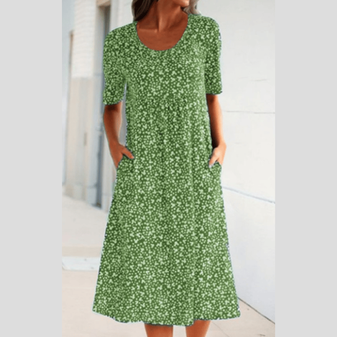 Amara | Elegante Abito Midi con Stampa Floreale