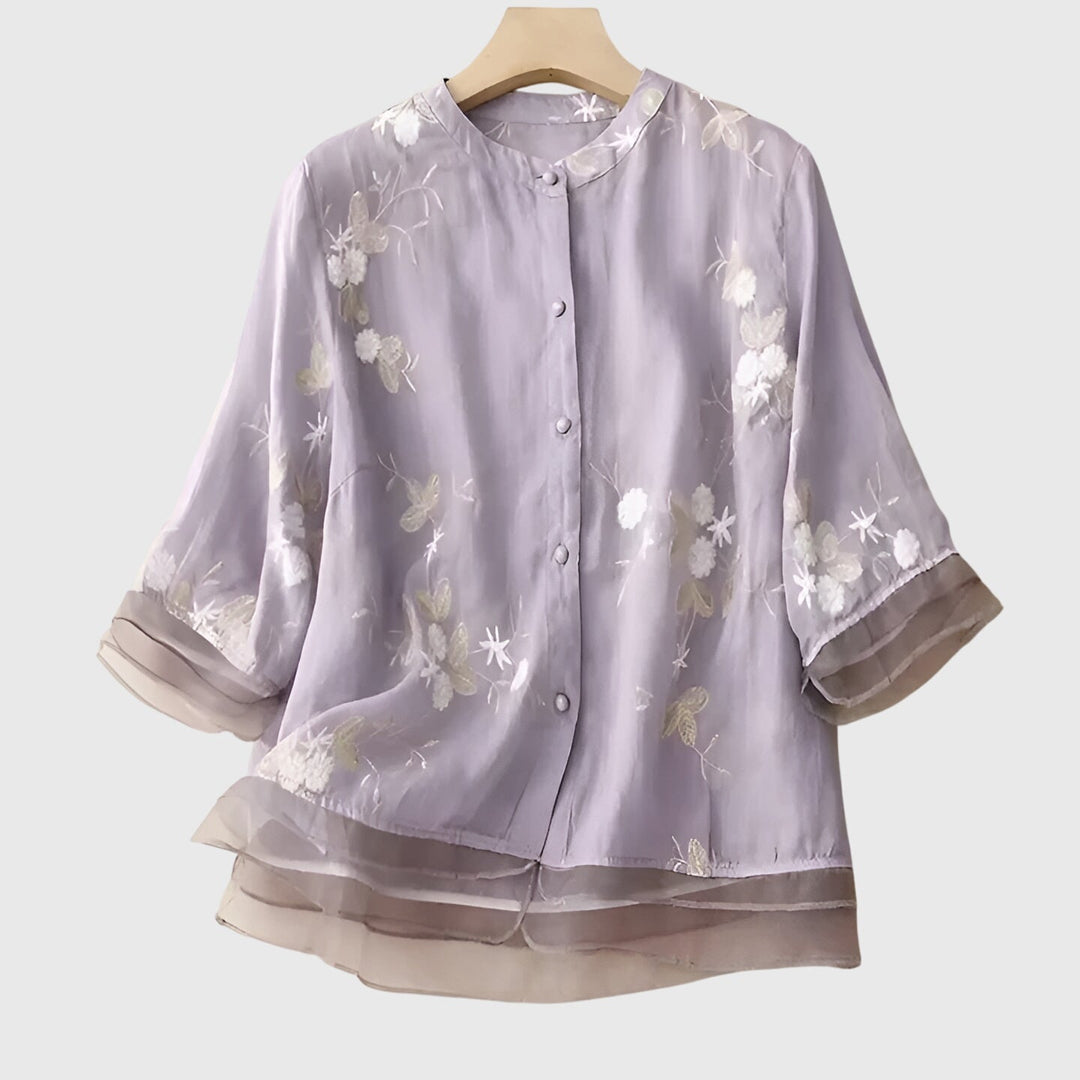 Nellie™ | Top elegante con fiori ricamati