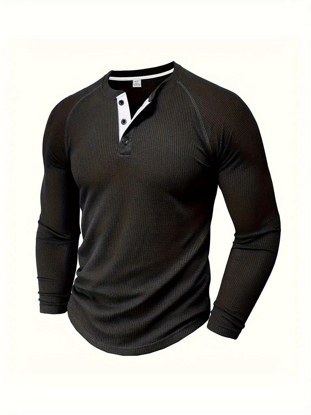 Callum | Polished Long Sleeve Henley Shirt with Button Placket and Tailored Fit