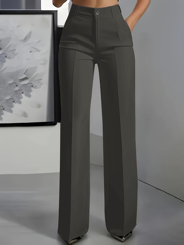 Pantalon large pour femmes, taille haute, coupe structurée, style bureau décontracté