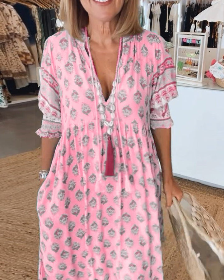 Mana| Vestido Chic Floral com Decote em V