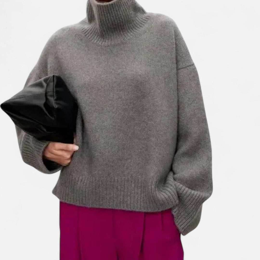 Lorelei | Women's Pure Wool Turtleneck Sweater with Ribbed Trim