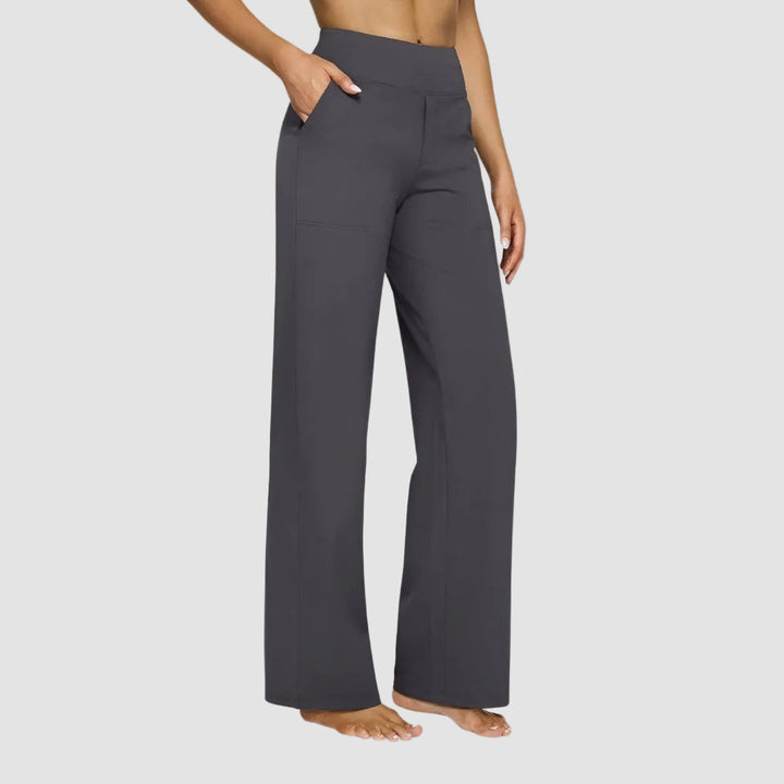 Women's Sweatpants Soft Stretch Fabric High Waist Wide Leg Pockets Casual