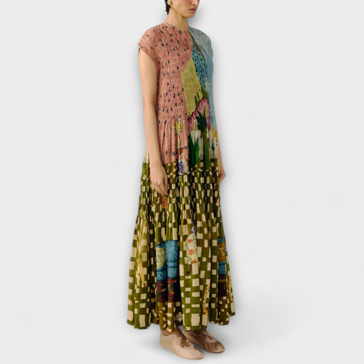 Amara - Robe plissée à imprimé animalier