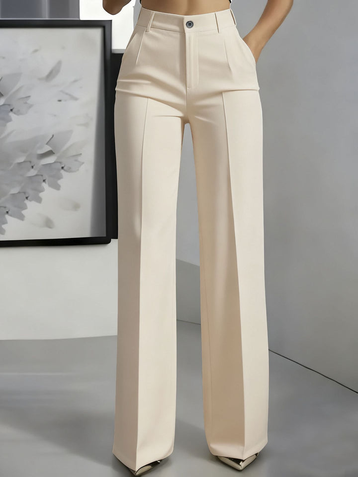 Pantalon large pour femmes, taille haute, coupe structurée, style bureau décontracté