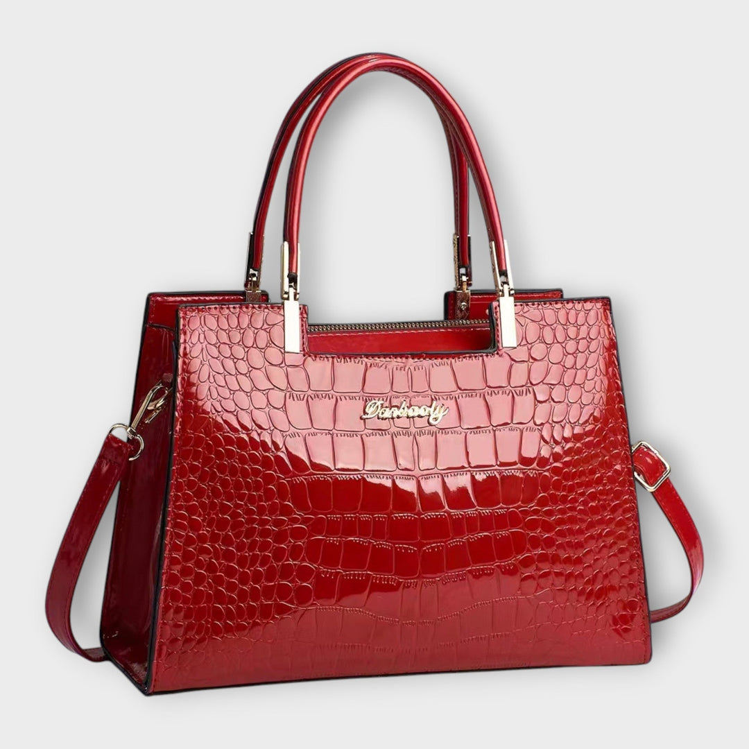 Olivia | Bolsa de Mão com Estampa de Crocodilo Brilhante