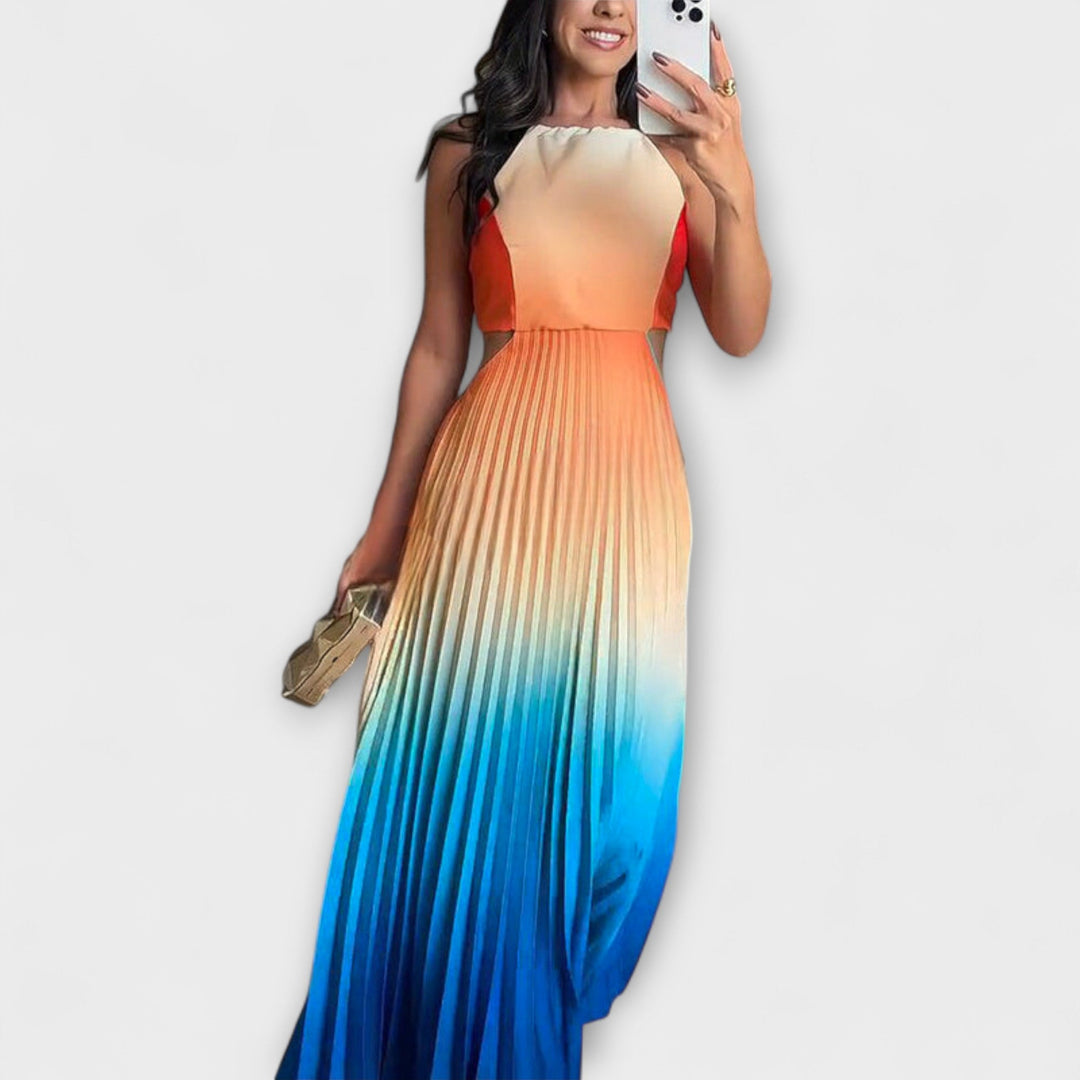 Haven - Vestido maxi sin espalda con efecto tie-dye y estilo moderno