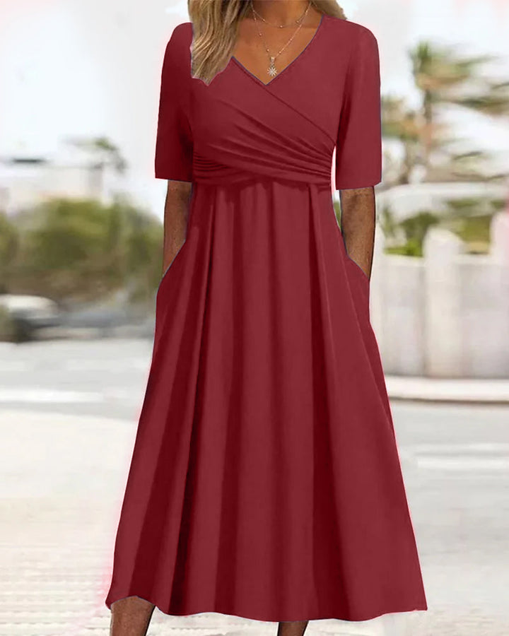 Cherry | Vestido cruzado con mangas cortas