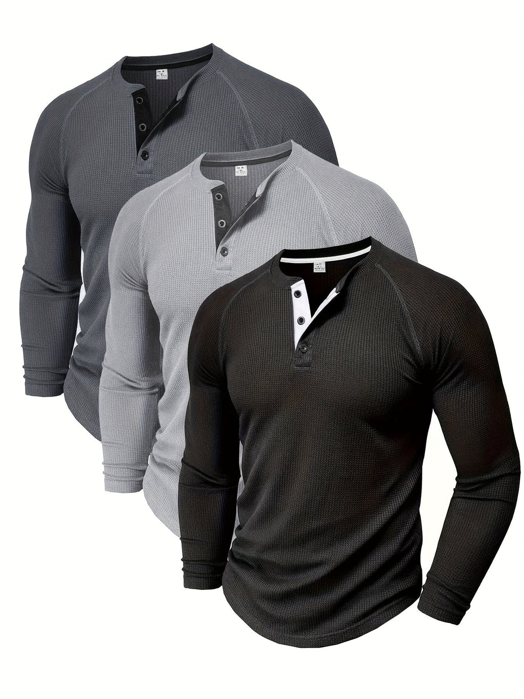 Callum | Polished Long Sleeve Henley Shirt with Button Placket and Tailored Fit