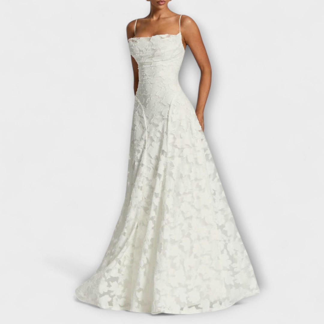 Emberly - Elegantes Jacquard Maxikleid