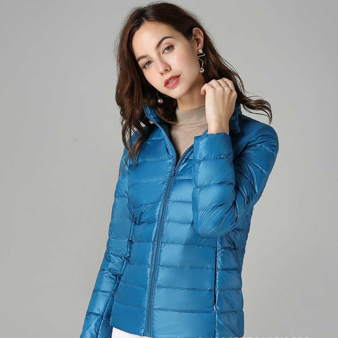 Women's Jacket Cotton Down Waterproof Lightweight Packable Pockets Office Travel