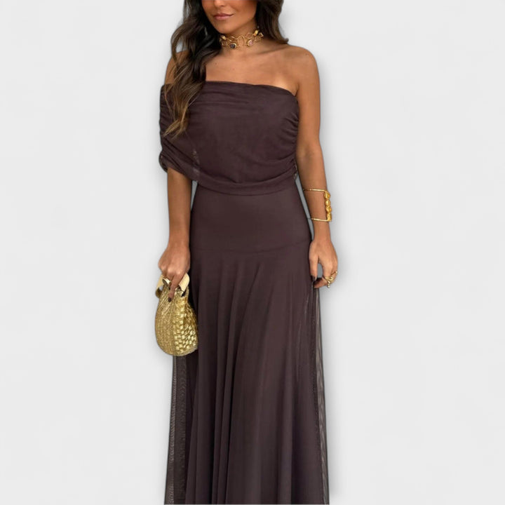 Meadow - Vestido maxi Toledo de malla con un solo hombro