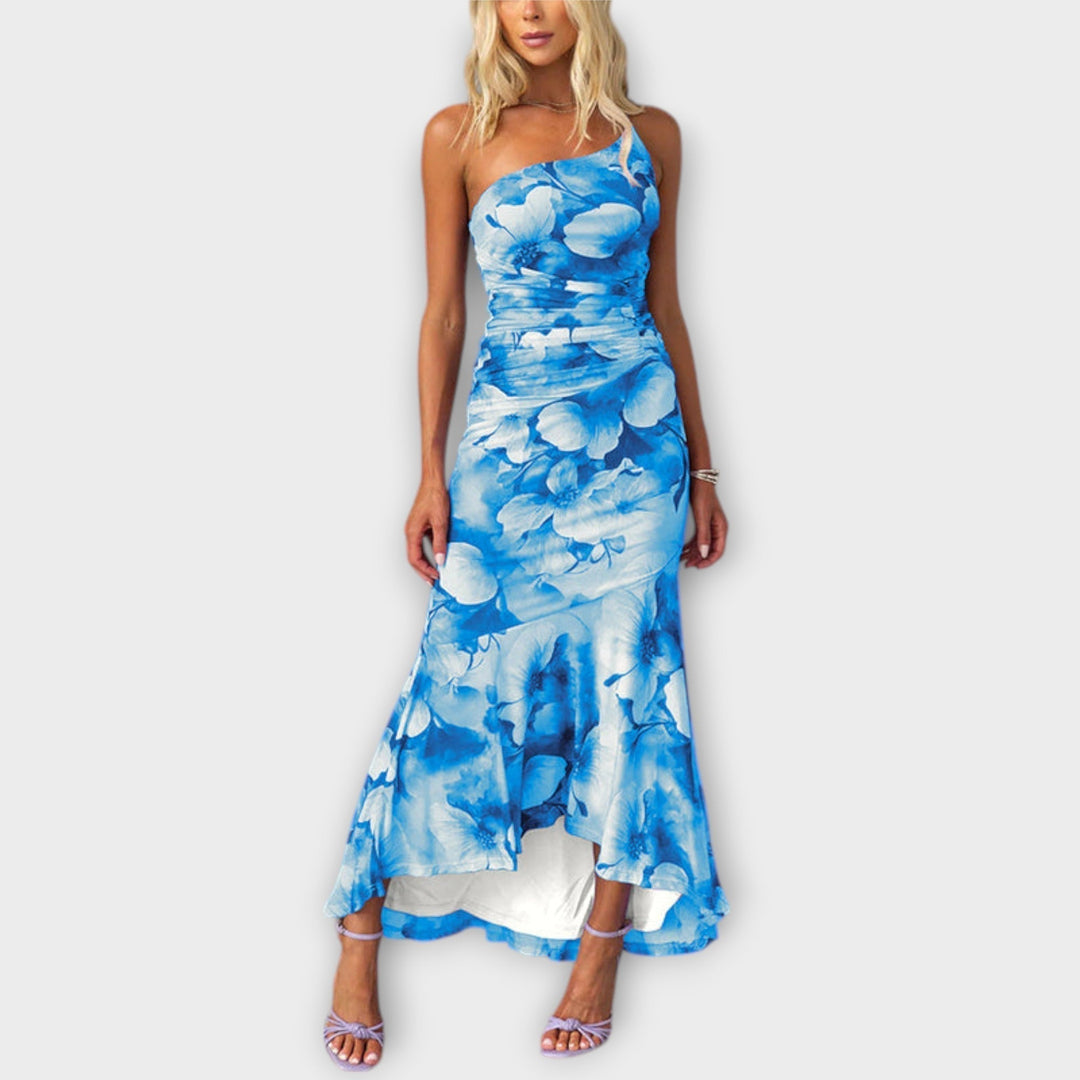 Pia - Vestido Longo com Franzido Assimétrico
