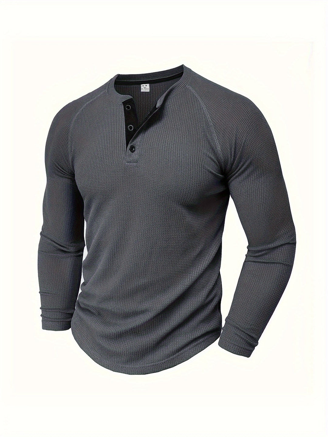 Callum | Polished Long Sleeve Henley Shirt with Button Placket and Tailored Fit
