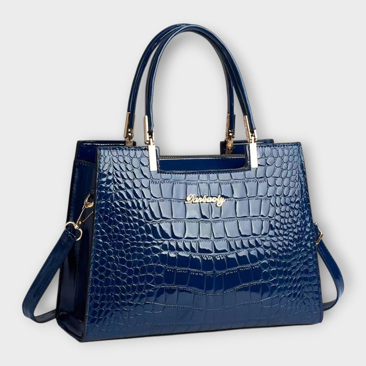 Olivia | Bolsa de Mão com Estampa de Crocodilo Brilhante