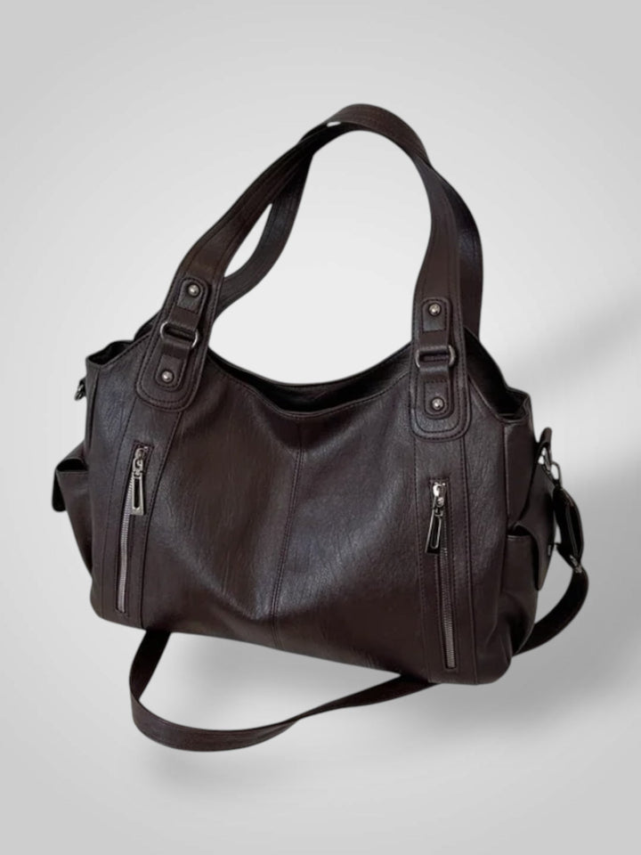 Zara | Bolsa de ombro elegante com detalhes metálicos e compartimentos espaçosos