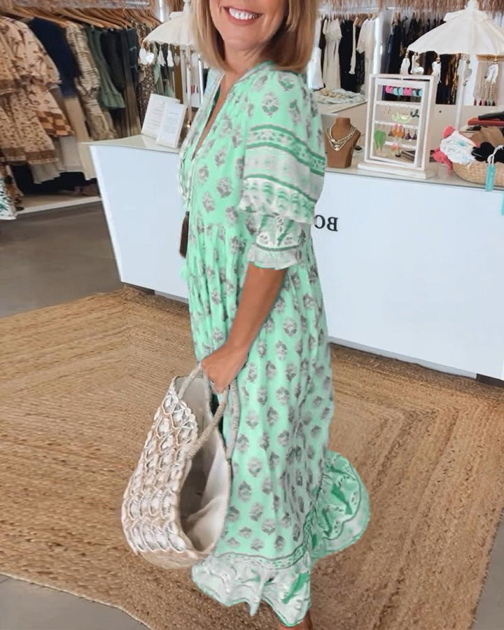 Mana| Vestido Chic Floral com Decote em V