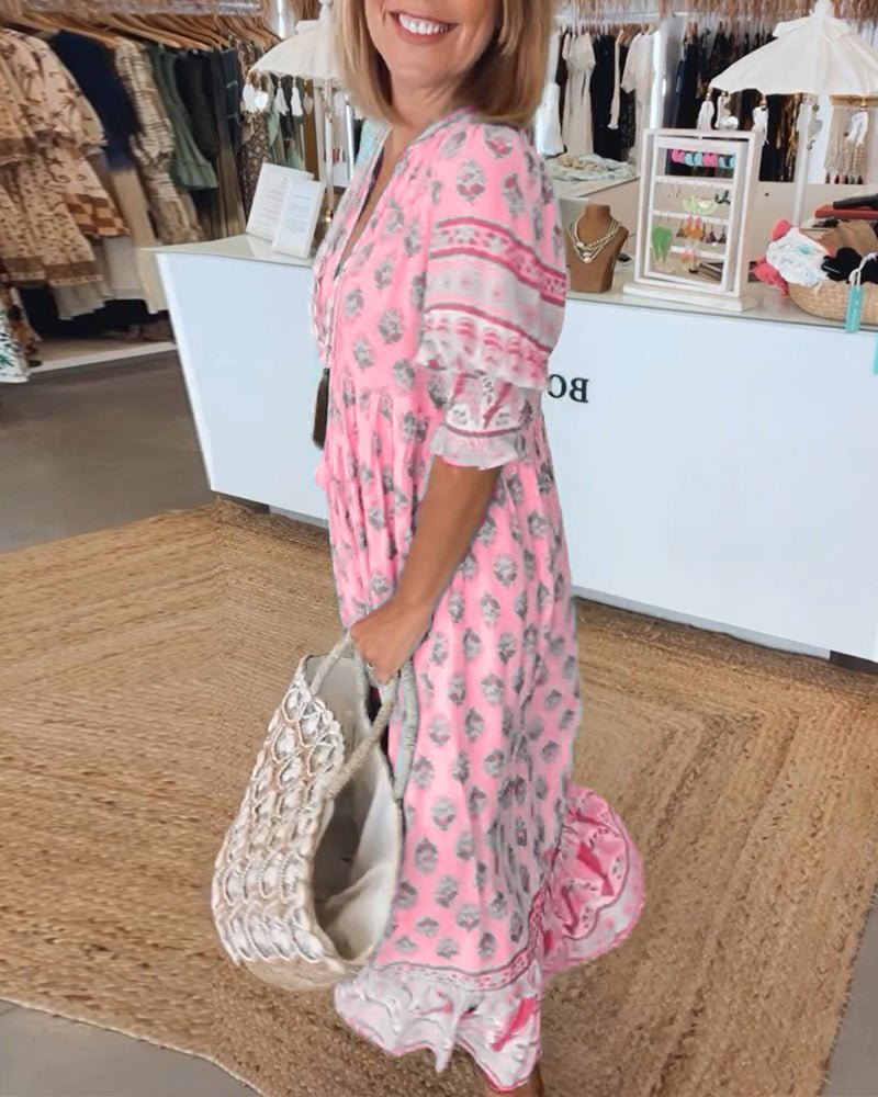 Mana| Vestido Chic Floral com Decote em V