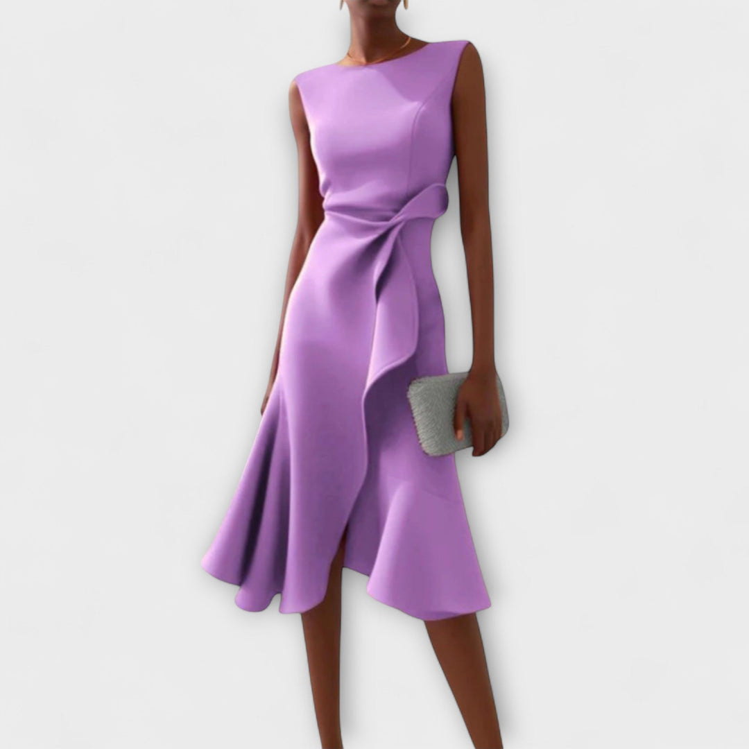 Juliette – Robe midi drapée asymétrique
