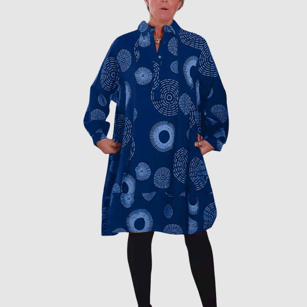 Haydie™ Vestido casual con solapa y estampado geométrico