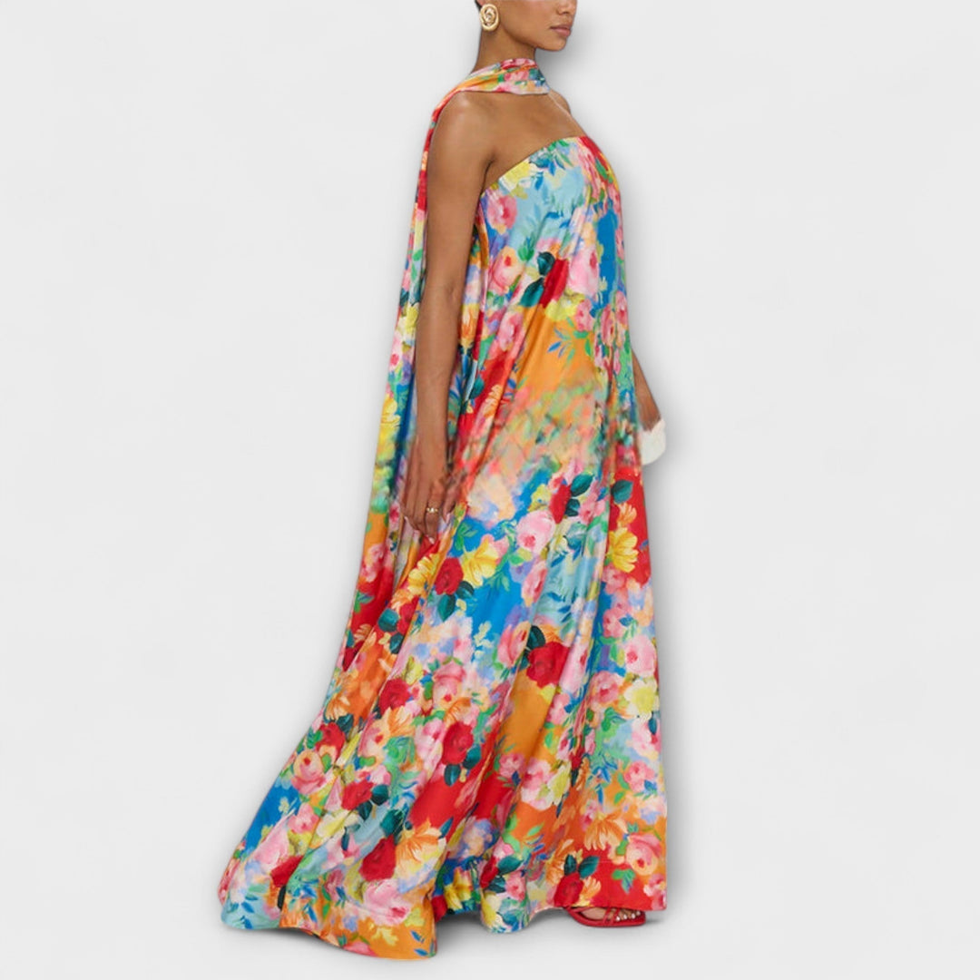 Harlow - Off-shoulder maxi-kjole med blomsterprint